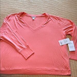 Coral V-Neck Women's Top
